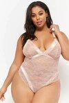 Plus Size Oh La La Cheri Velvet-Trim Lace Teddy $28.00 #ootd